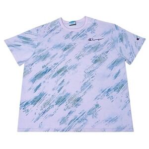 Champion All Over Print T Shirt Men's XL Pink Graphic Logo Tee